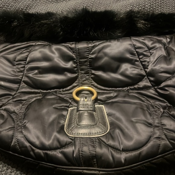 COACH Rabbit Fur Trimmed Quilted Boho Shoulder Bag - Picture 5 of 8